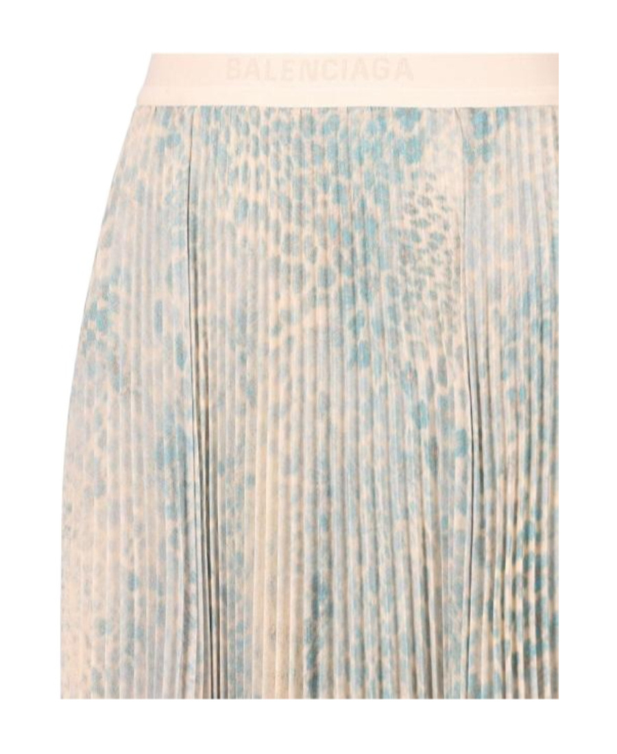 Balenciaga Printed Pleated Midi Skirt In Gray