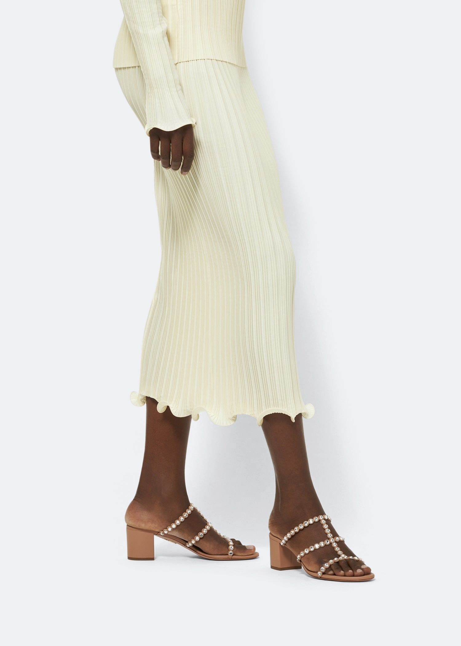 Aquazzura 55mm Crystal-embellished Open-toe Sandals In Brown