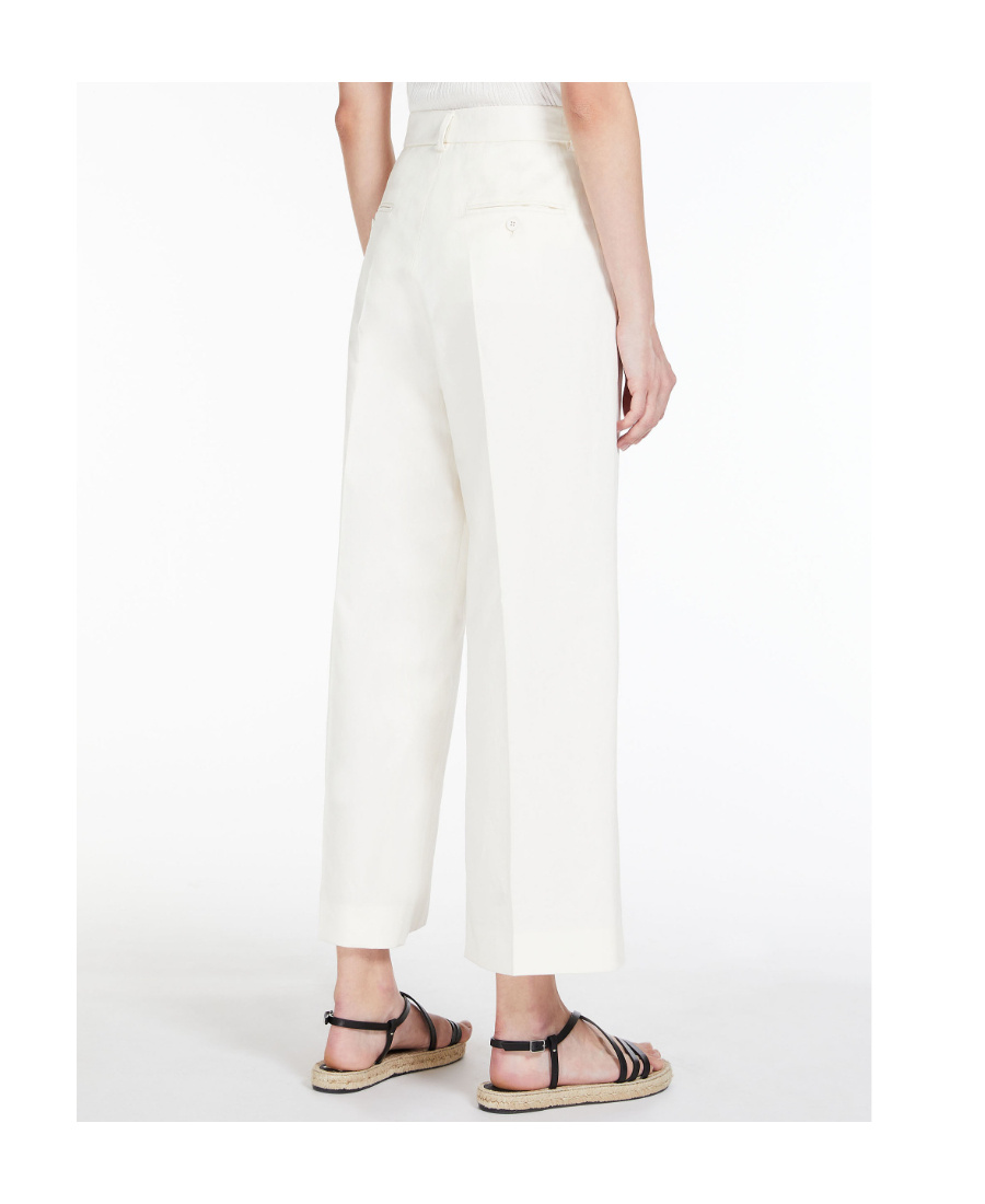 Shop Weekend Max Mara Cotton And Linen Trousers In White