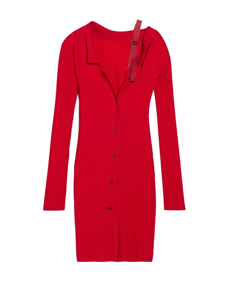 Jacquemus La Robe Maille Colin Ribbed Mini Dress In Red