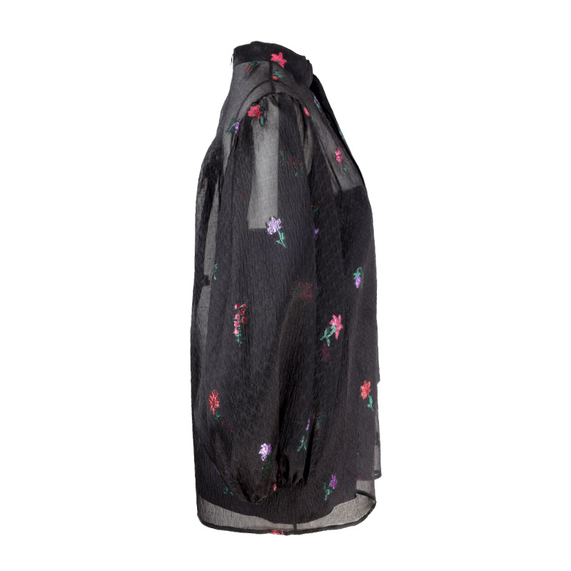 Red Valentino Translucent Bow-tie Blouse In Black