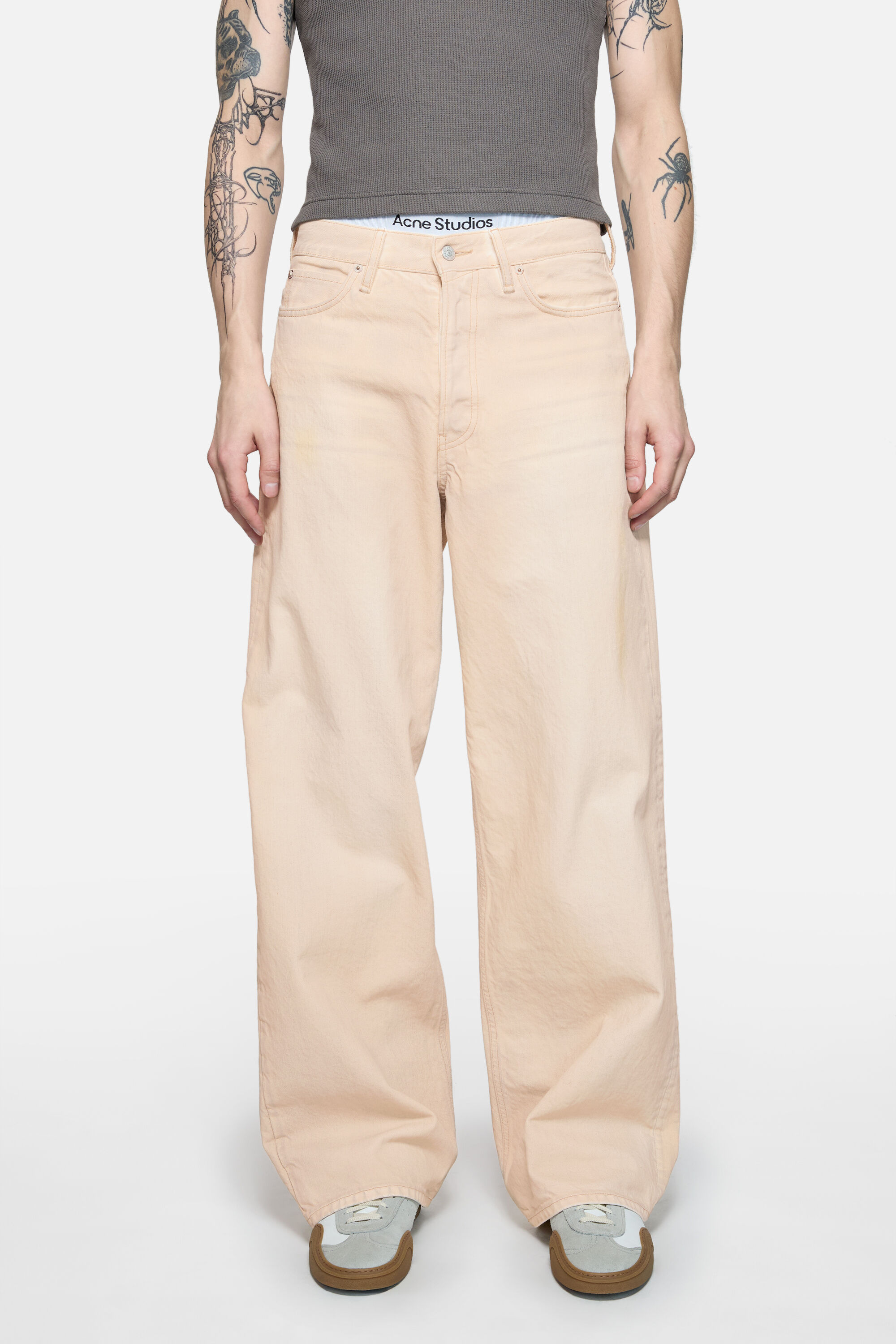 Acne Studios Denim Trousers With Belt Loops In Pink