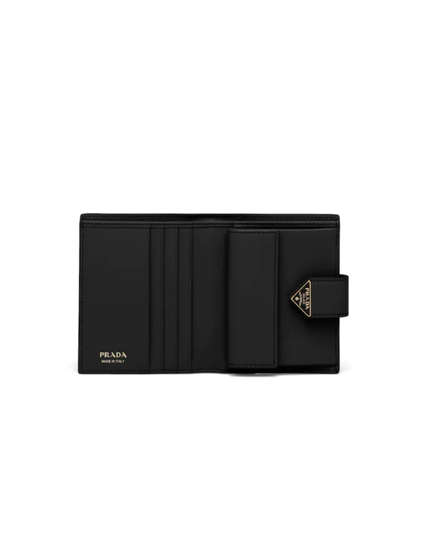 Prada Small Logo-plaque Saffiano Leather Wallet In Black