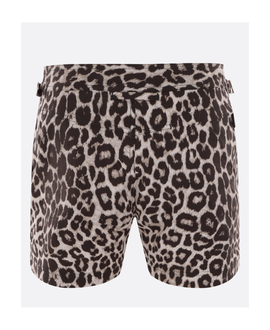 Tom Ford Snow Leopard-print Swim Short In Black