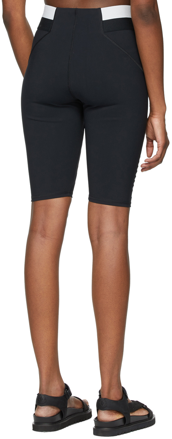 Moncler Logo Waistband Perforated Cycling Shorts In Black