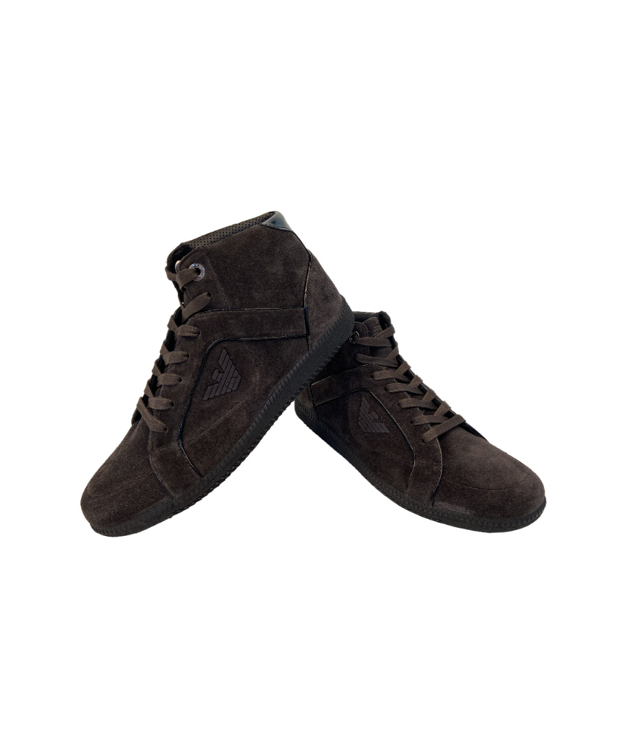 Emporio Armani Logo Details Casual Sports Shoes In Black