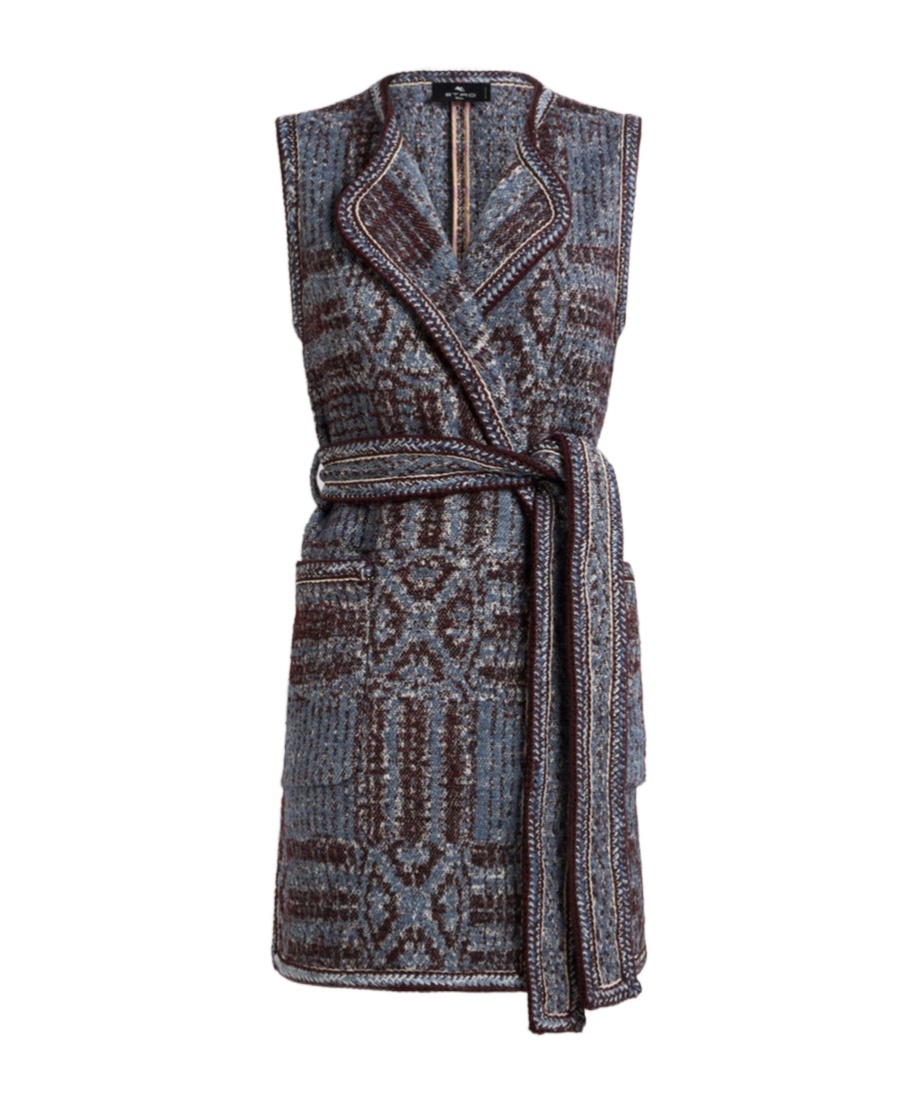 Etro Patterned-jacquard Gilet In Gray