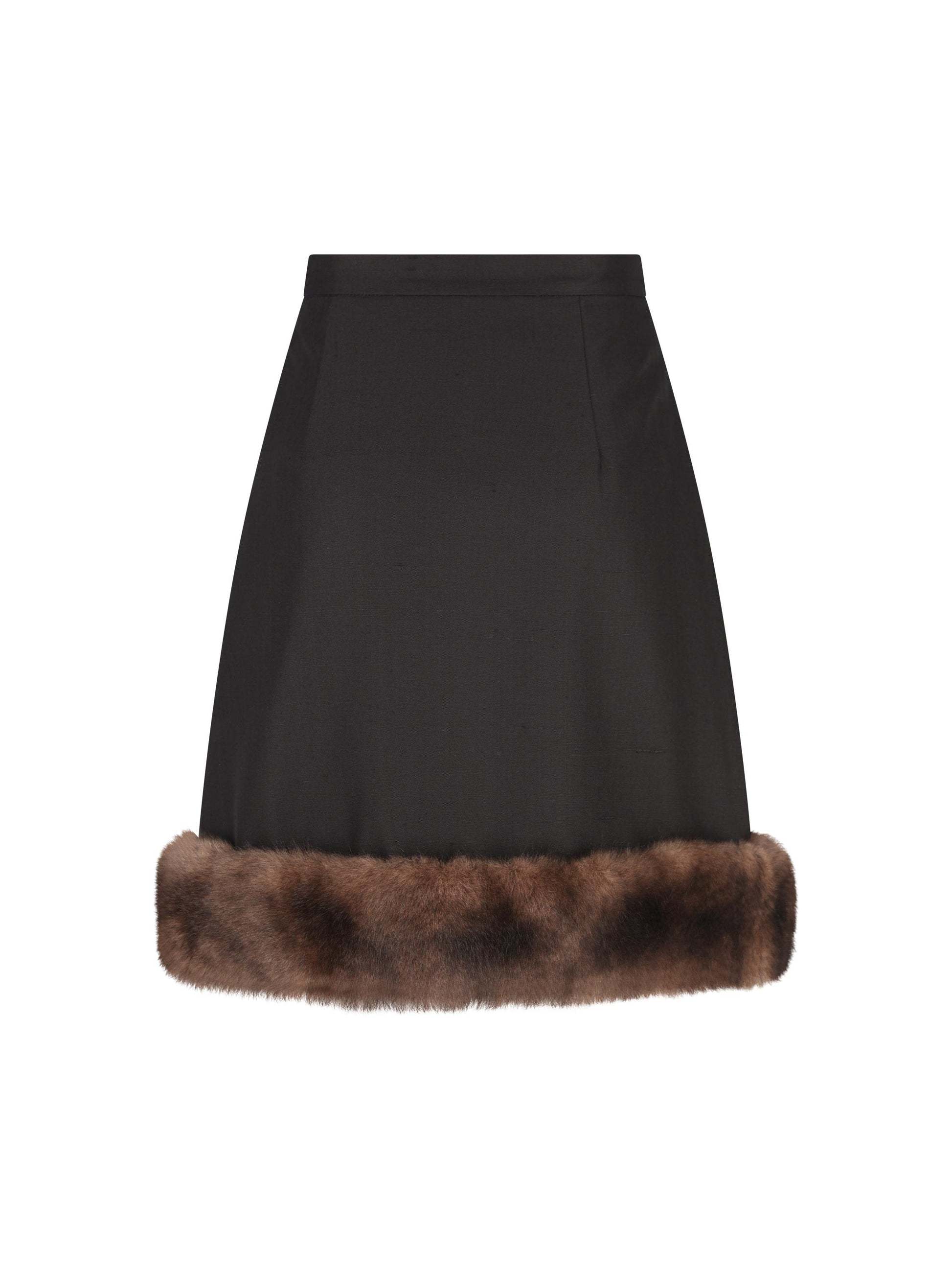 Valentino Shearling Trim Skirt In Black