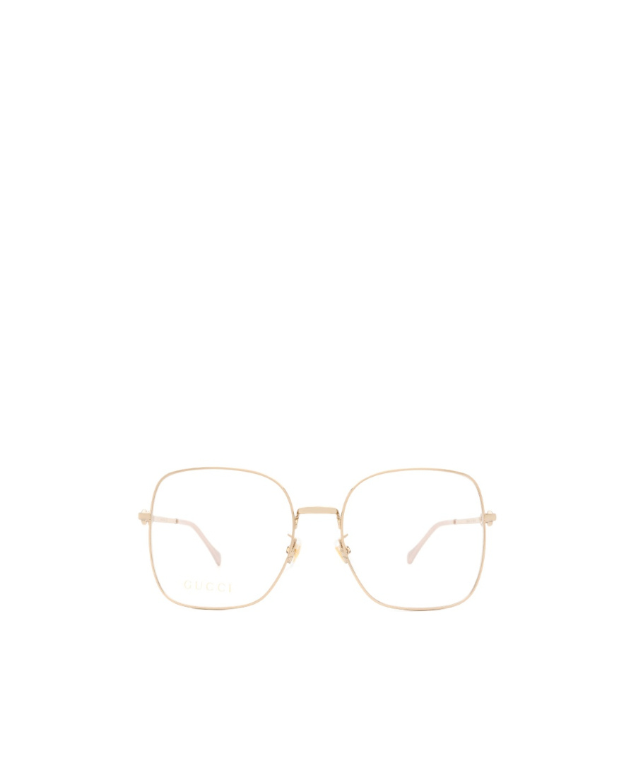 Gucci Logo-lettering Square-frame Glasses In Nude