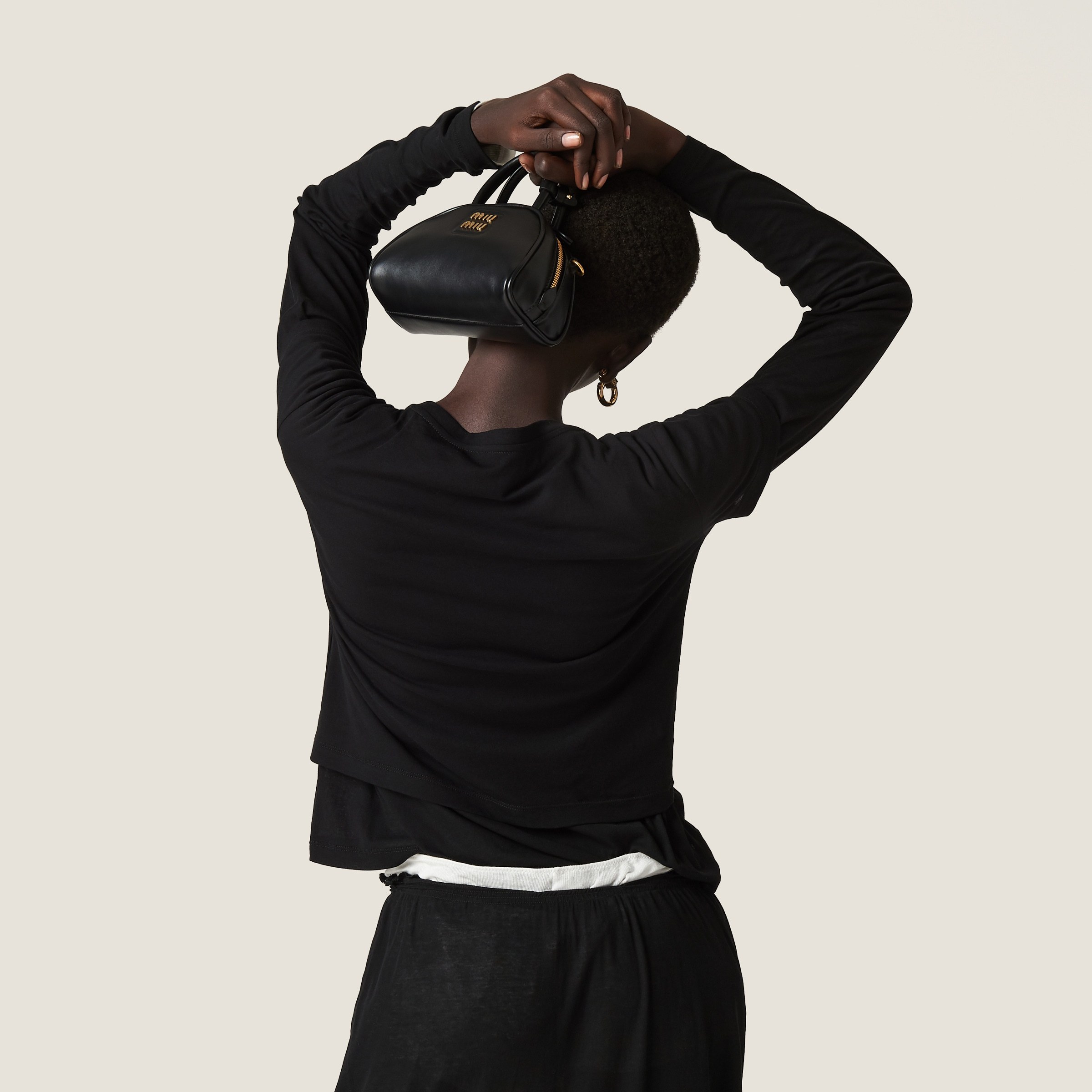 Miu Miu Cotton T Shirt Crew Neck Cropped Sheer In Black