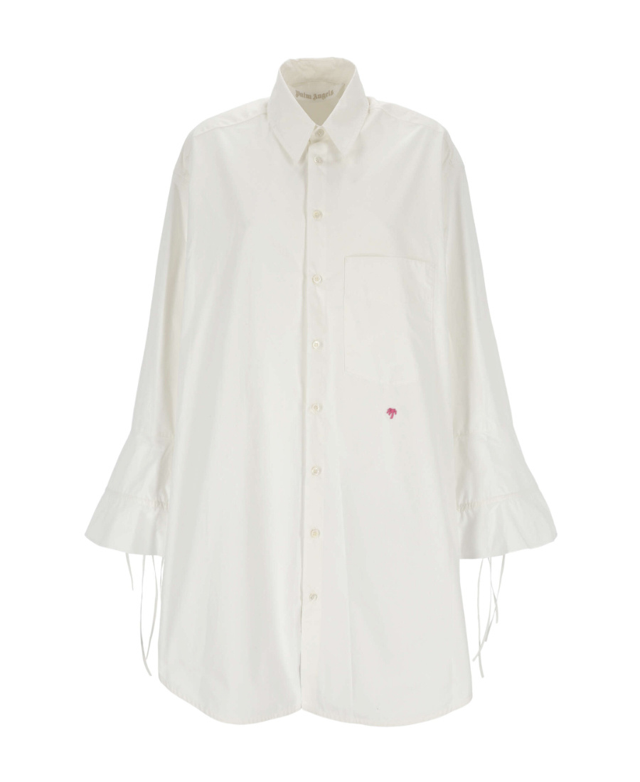 Palm Angels Flared-sleeve Shirt Dress In White