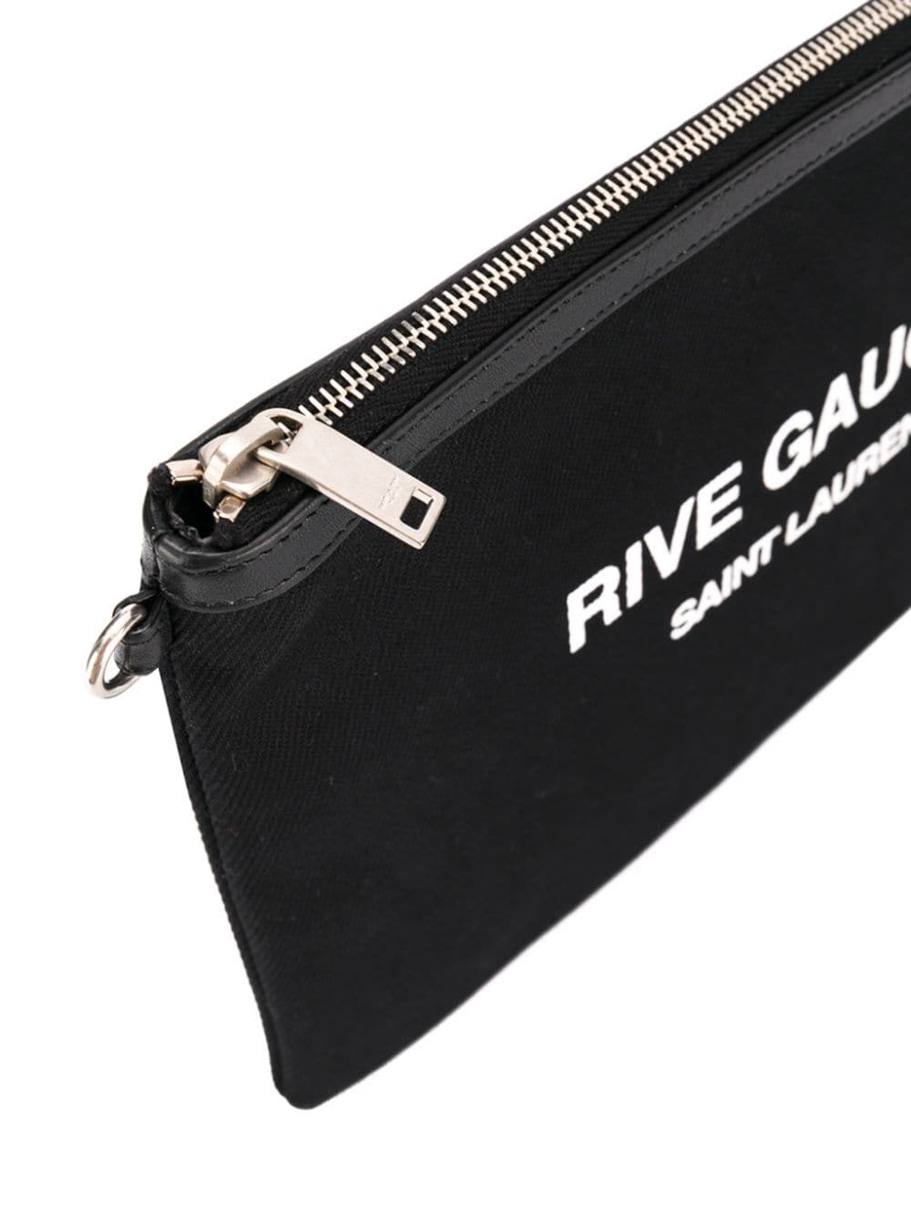 Saint Laurent Rive Gauche Logo-print Clutch In Black