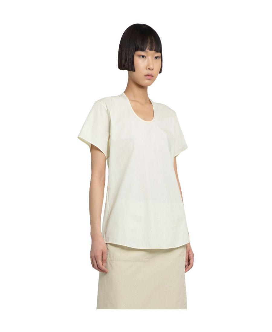 Lemaire U-neck Short-sleeved T-shirt In White