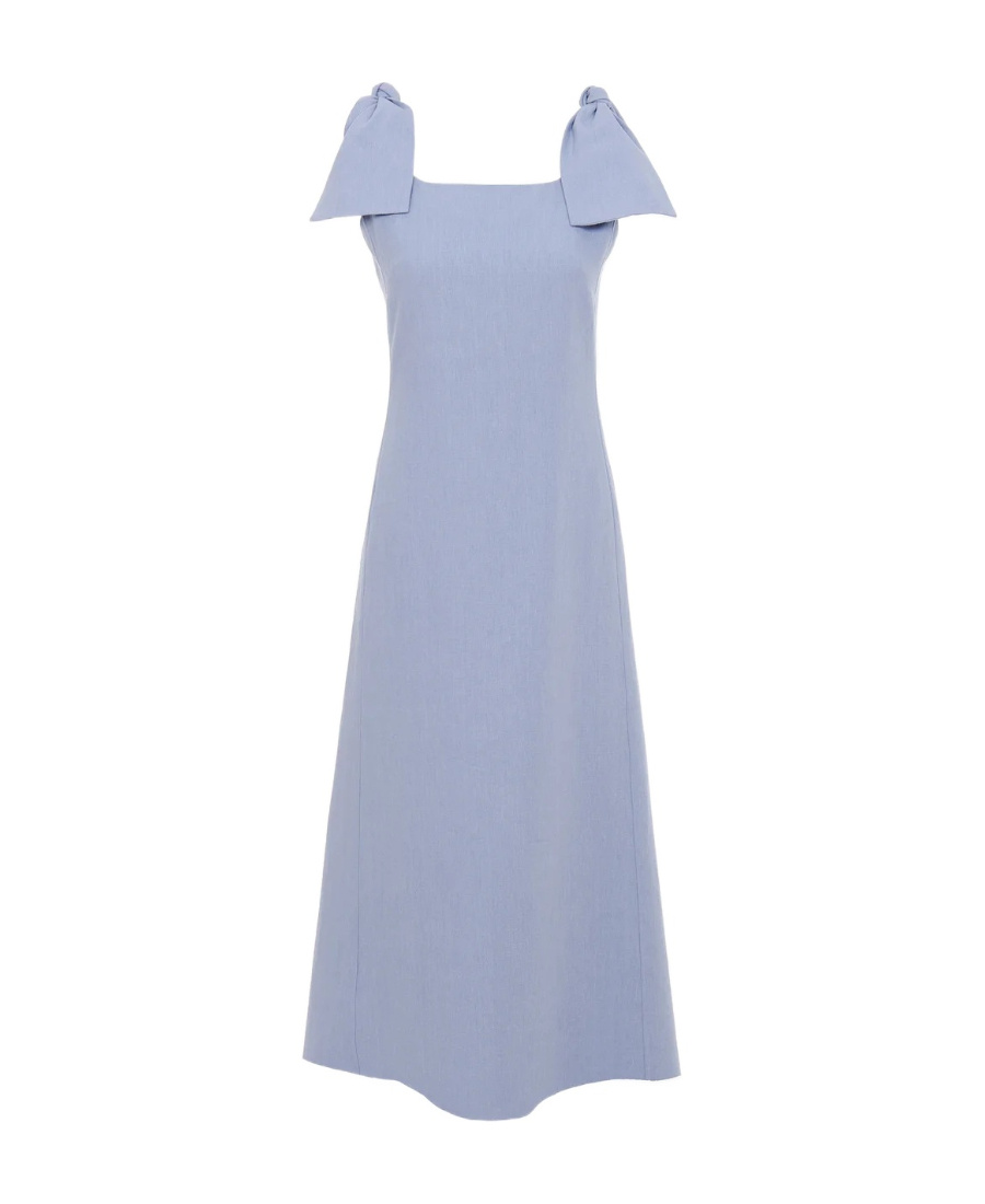 Chloé Linen Canvas Dress With Tie Straps In Blue