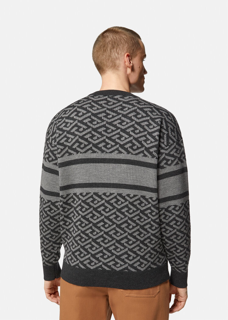 Versace La Greca Medusa Jacquard Jumper In Black