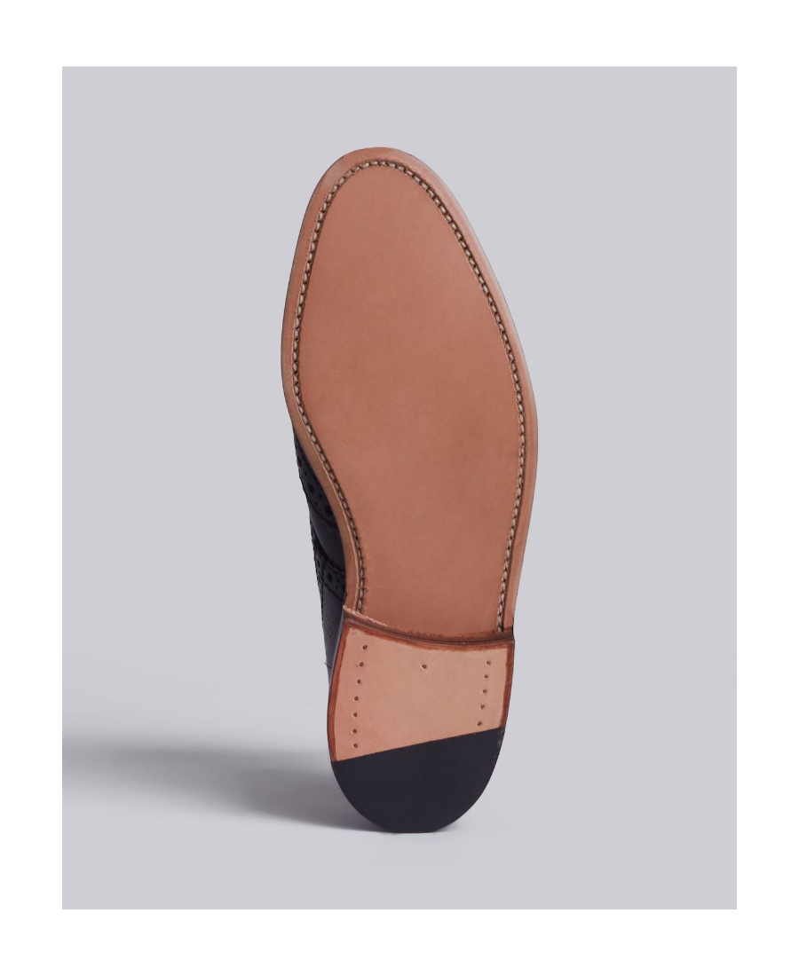 Shop Thom Browne Wingtip Brogue Boot With Leather Sole In Black Pebble Grain