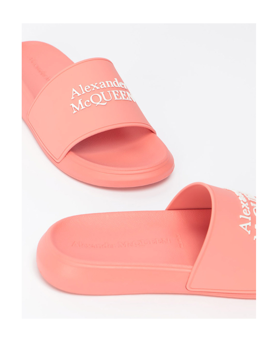 Alexander Mcqueen Embossed-print Slides In Pink