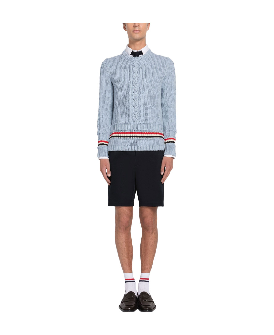 Thom Browne Stripe-detail Wool Cardigan In Blue