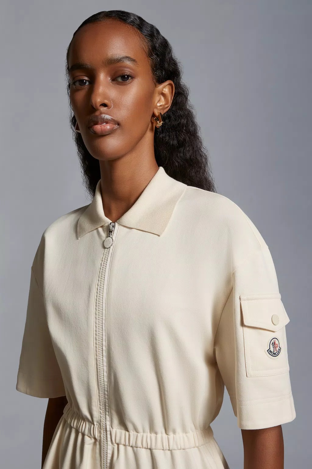 Moncler Fit-and-flare Mini Shirtdress In Nude