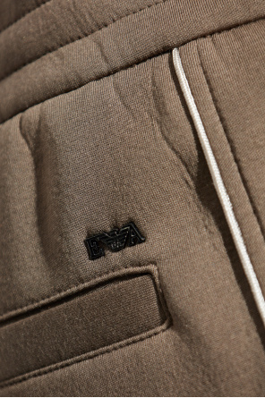 Emporio Armani Elastic Waist Sweatpants In Brown