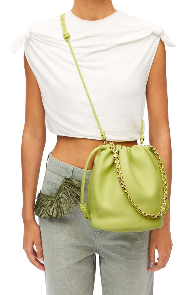 Loewe Flamenco Purse Bucket Bag In Mellow Nappa Lambskin In Green