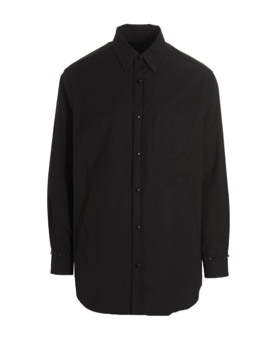 Valentino Button-up Cotton Shirt Jacket In Black
