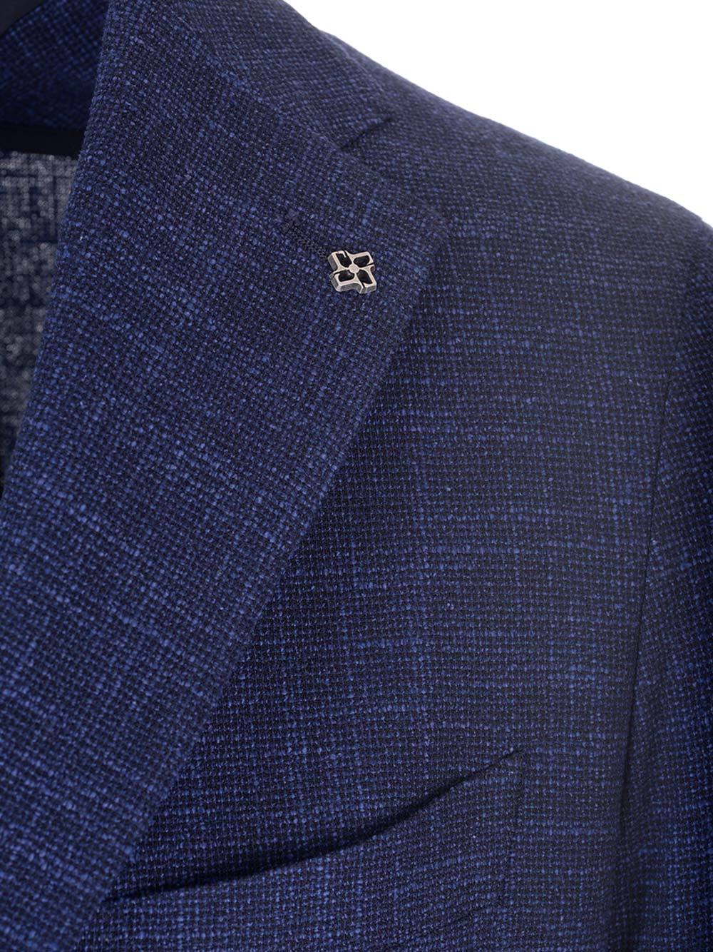 Shop Tagliatore Textured Wool-blend Blazer In Blue