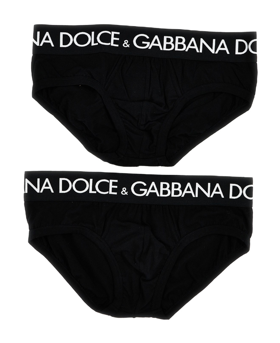 Dolce & Gabbana Logo-print Cotton Briefs (set Of Two) In Black