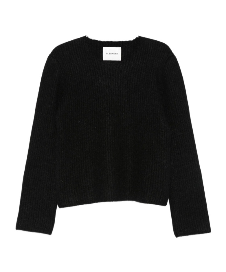 Jil Sander Ribbed Wool-mohair Blend Sweater In Black