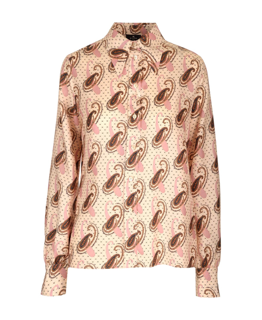 Etro Paisley Printed Silk Charmeuse Shirt In Nude