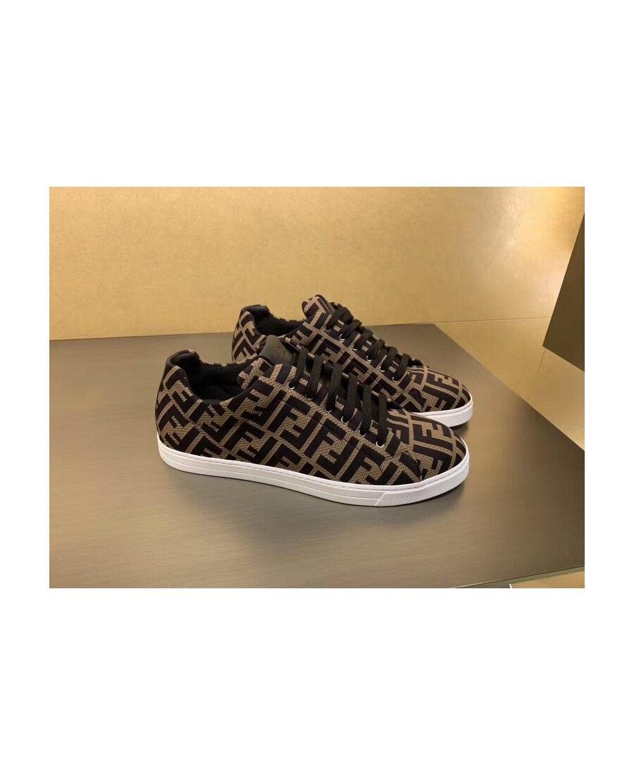 Fendi Ff Motif Mesh Sneakers In Black