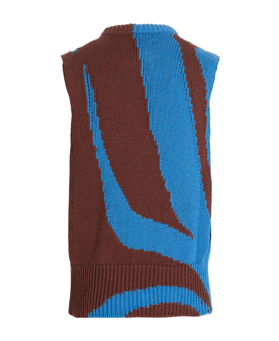 Jil Sander Colorblock Vest In Blue