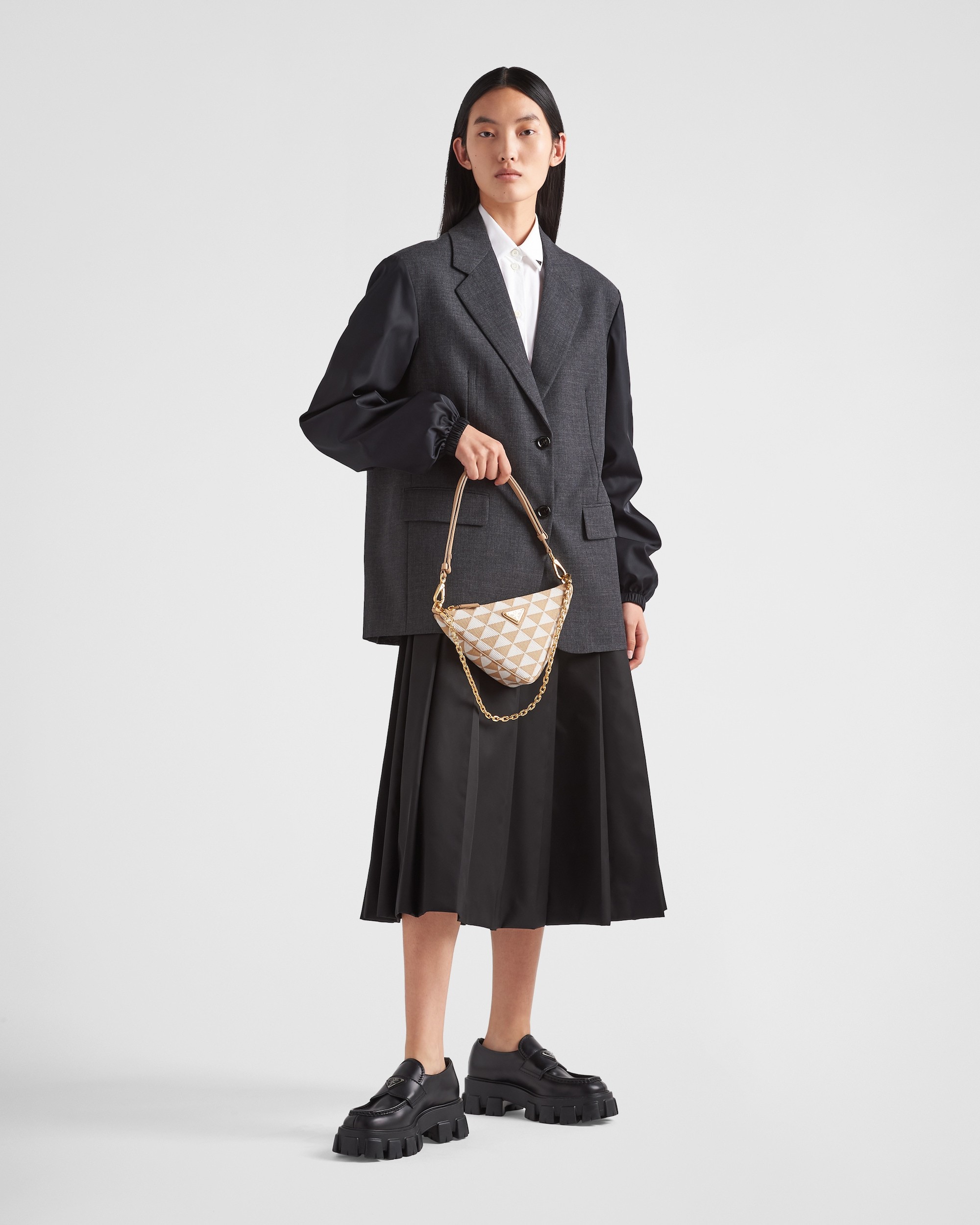 Prada Symbole Triangle-logo Shoulder Bag In Nude