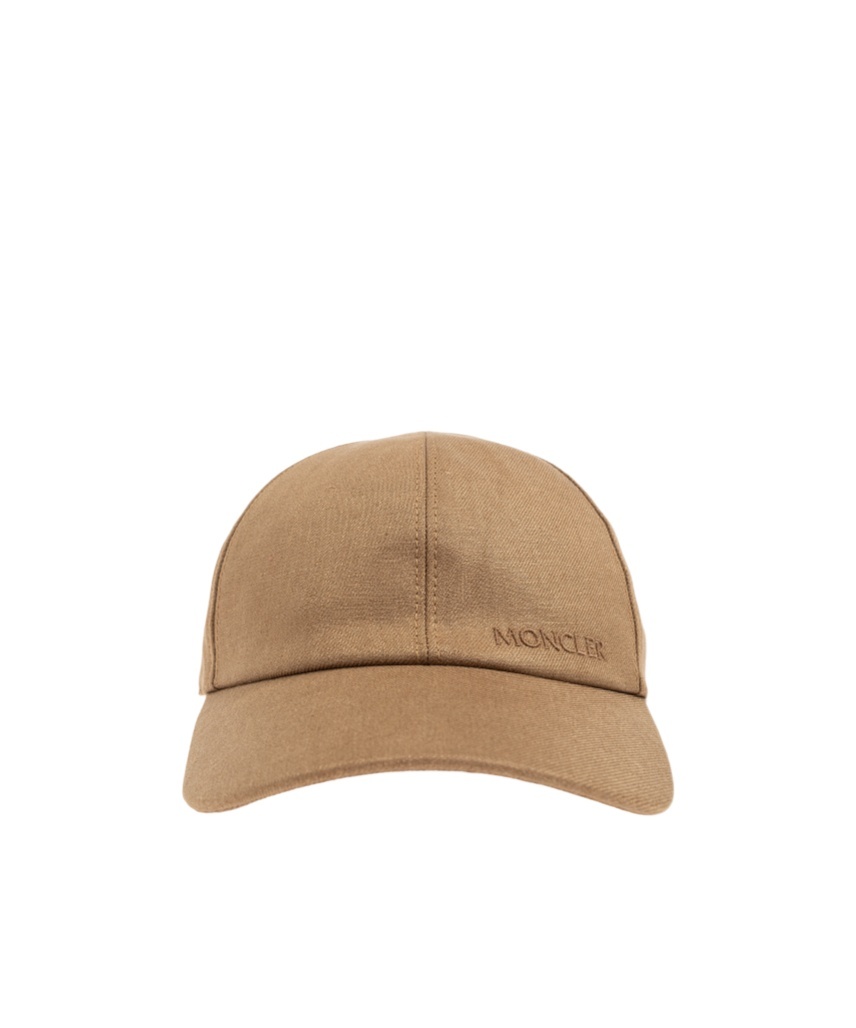 Moncler Logo-embroidered Cap In Brown