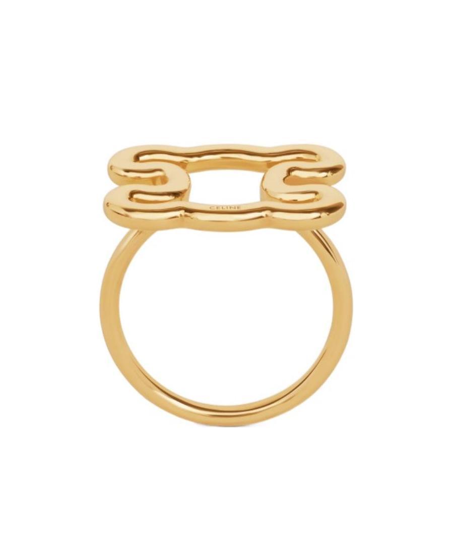 Celine Triomphe Frame Gold Finish Ring In Yellow