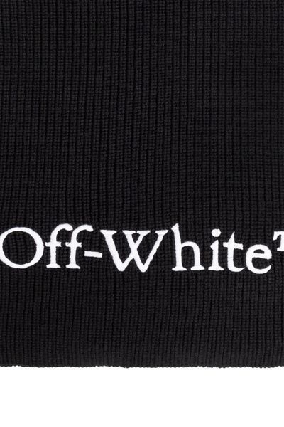 Off-white Logo Embroidered Scarf In Black