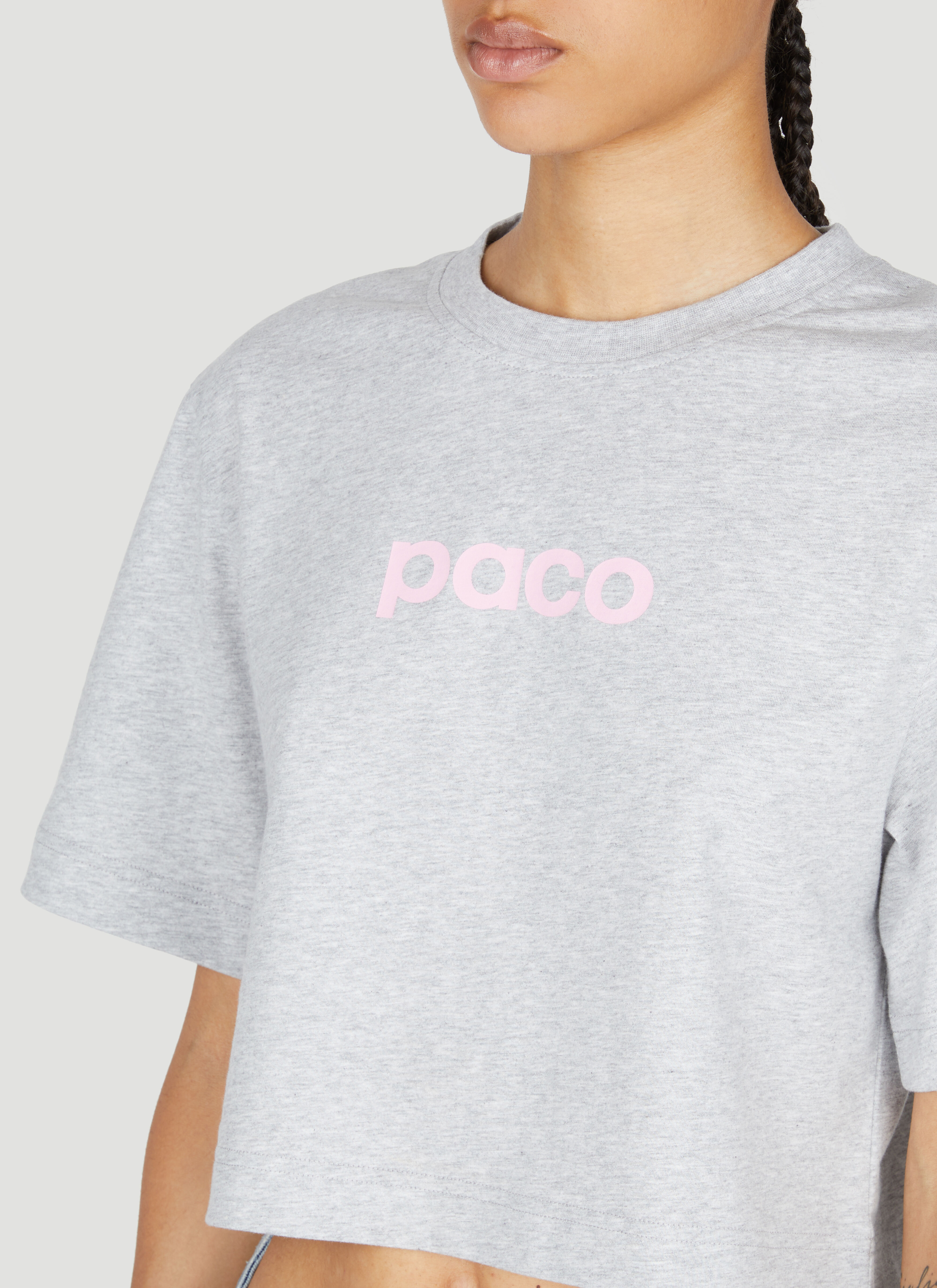 RABANNE PACO RABANNE LOGO PRINTED CROPPED T-SHIRT