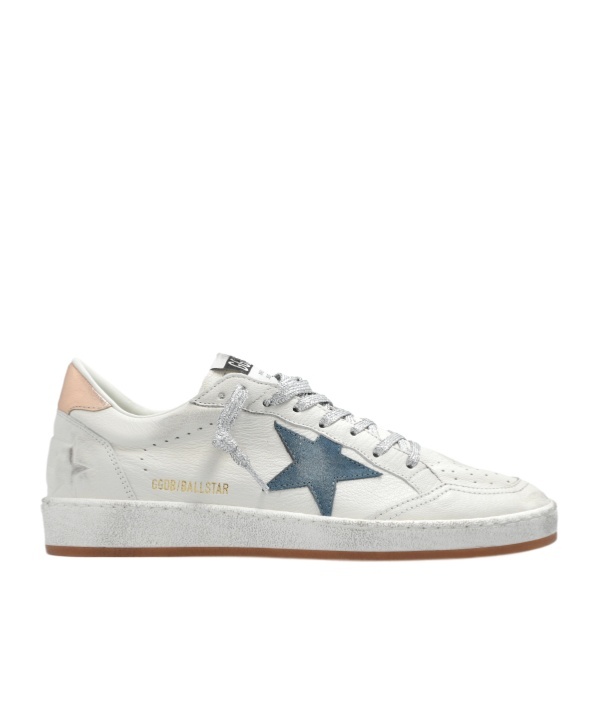 Shop Golden Goose Ball Star Distressed Leather Sneakers In White