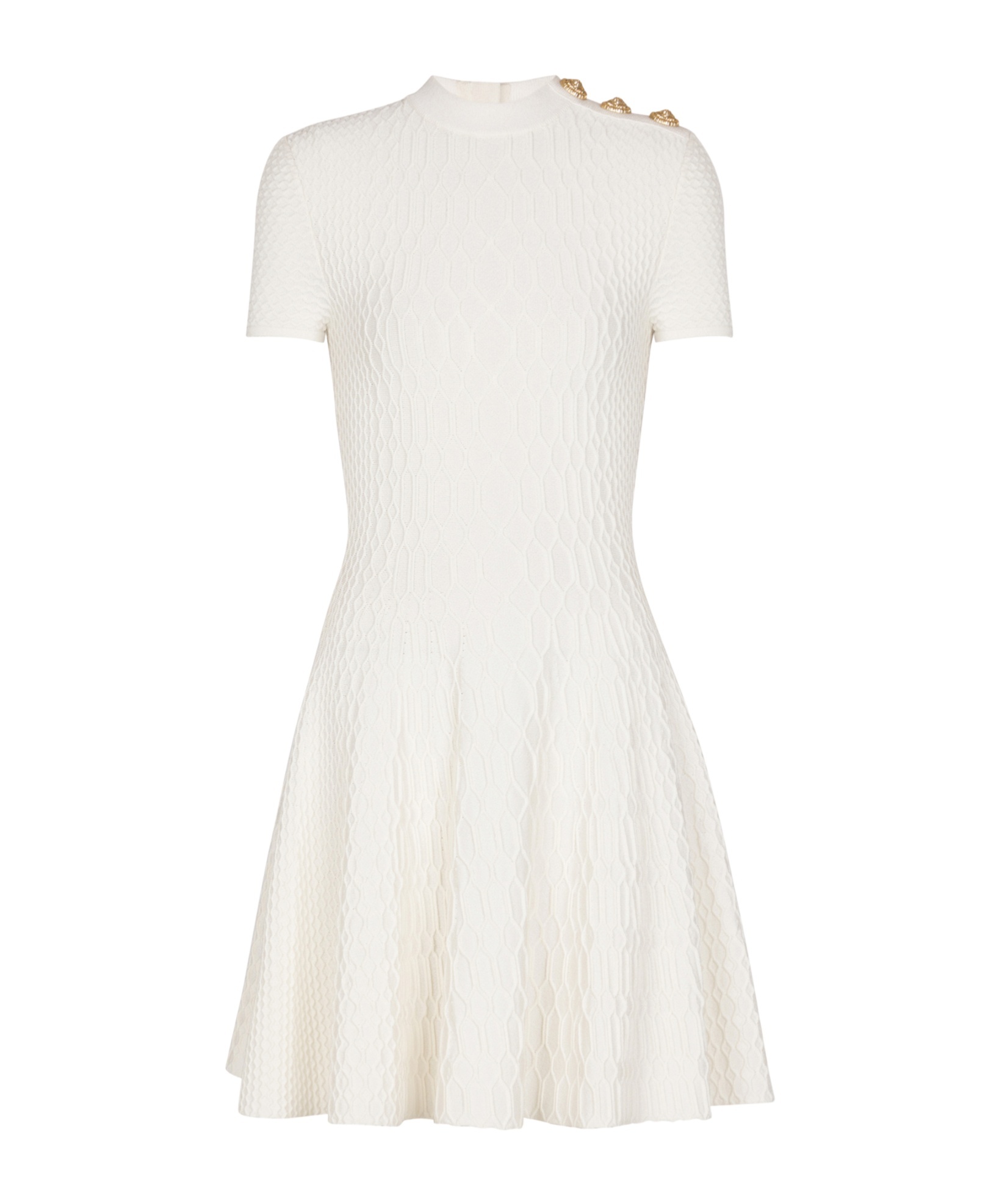 Balmain Flared Crocodile-knit Dress In White
