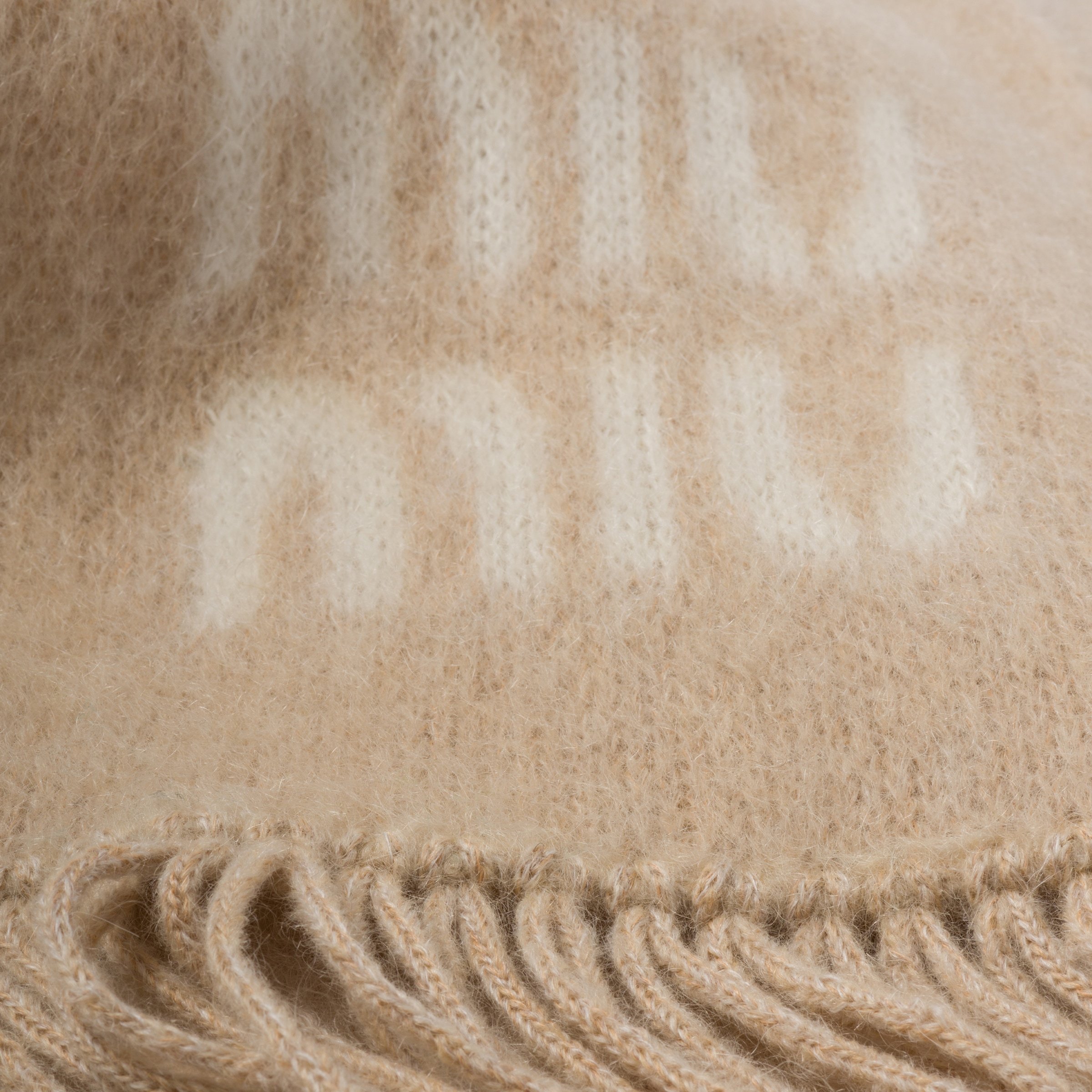 Miu Miu Logo-jacquard Fringed Scarf In Nude