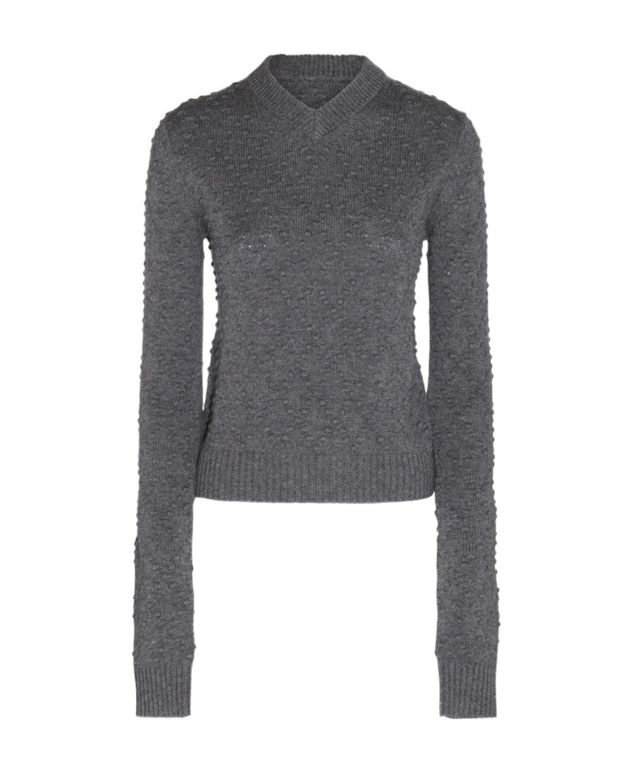 Sportmax Long-sleeved Sweater In Gray