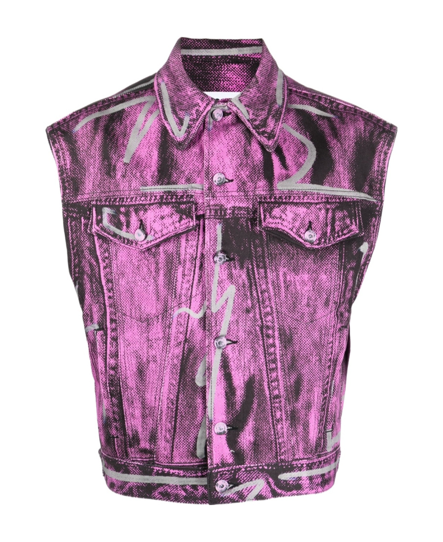 Moschino Sleeveless Denim Jacket In Pink