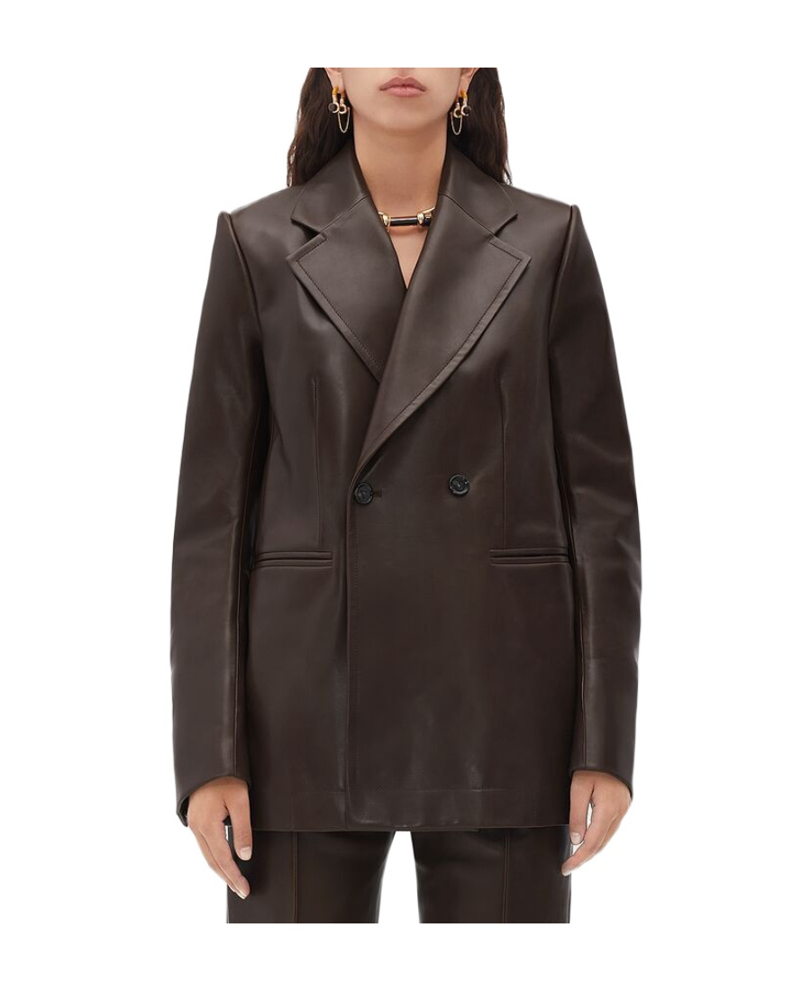 Bottega Veneta Logo Arc Sleeve Jacket In Brown