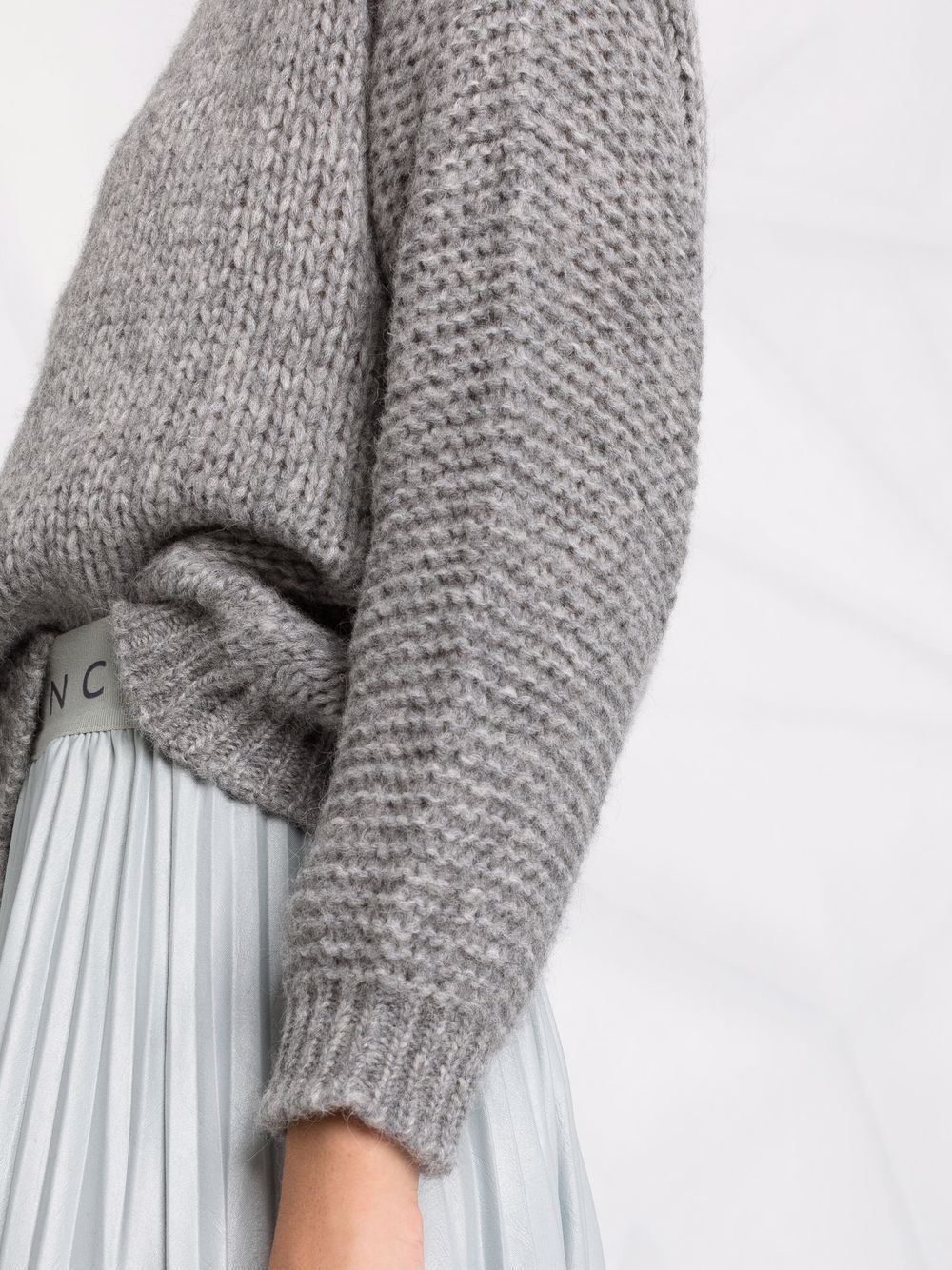 Roberto Collina Soft Knit Crewneck Sweater With Ribbed Finish In Gray