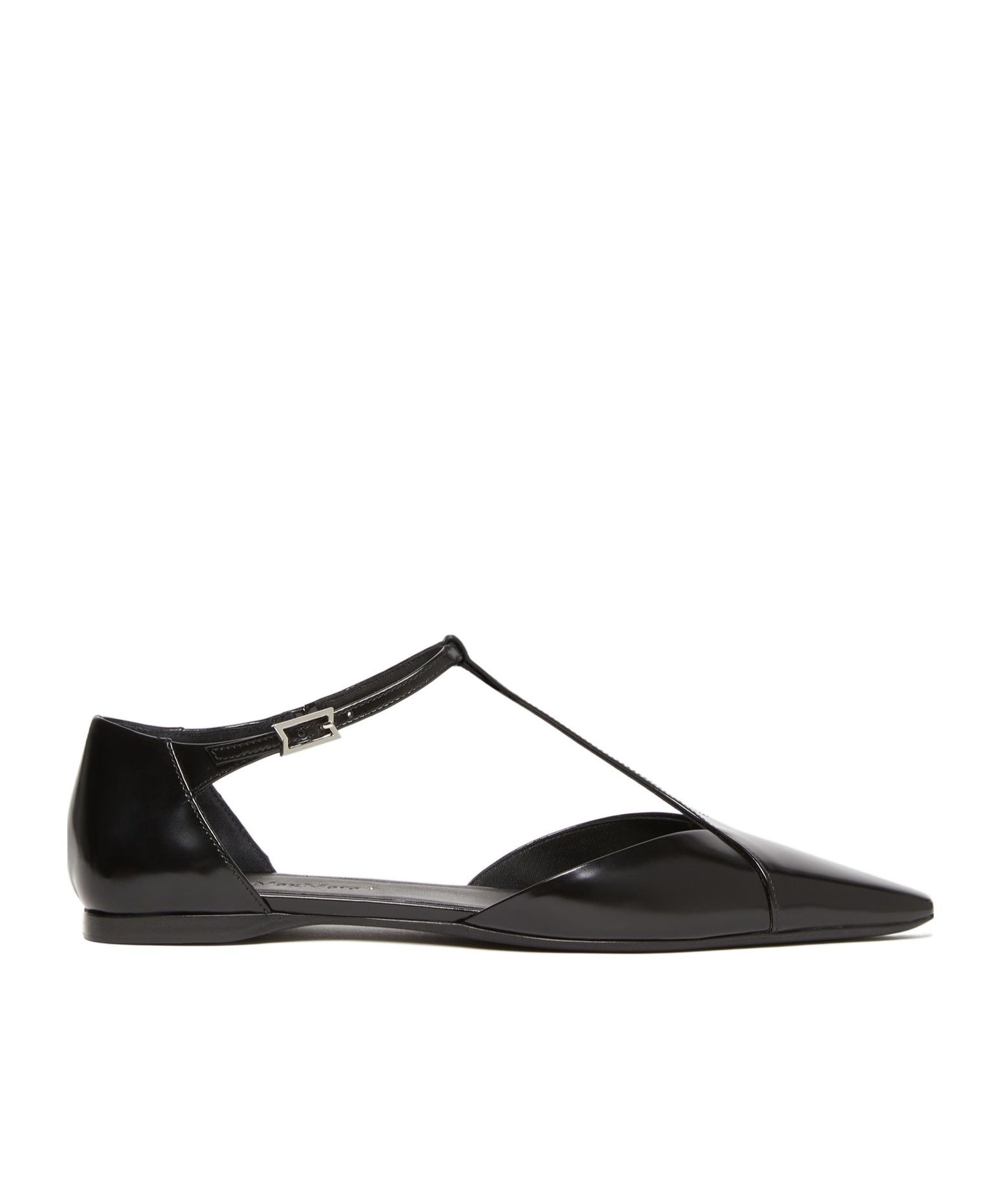 Max Mara Fsilkway Leather Ballet Flats In Black
