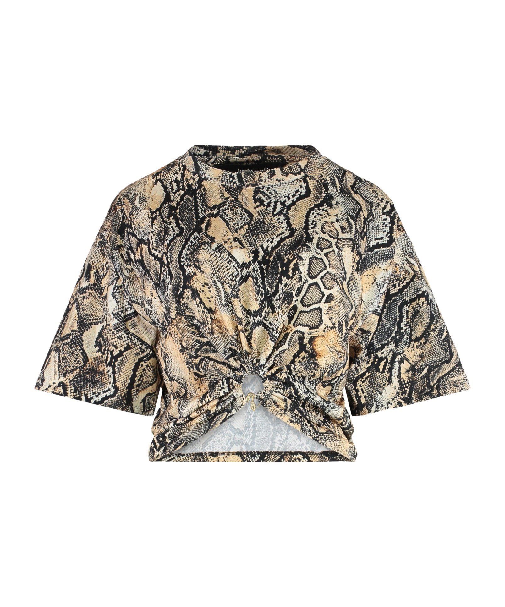 Just Cavalli Printed Cotton T-shirt Knot Detail In Multi