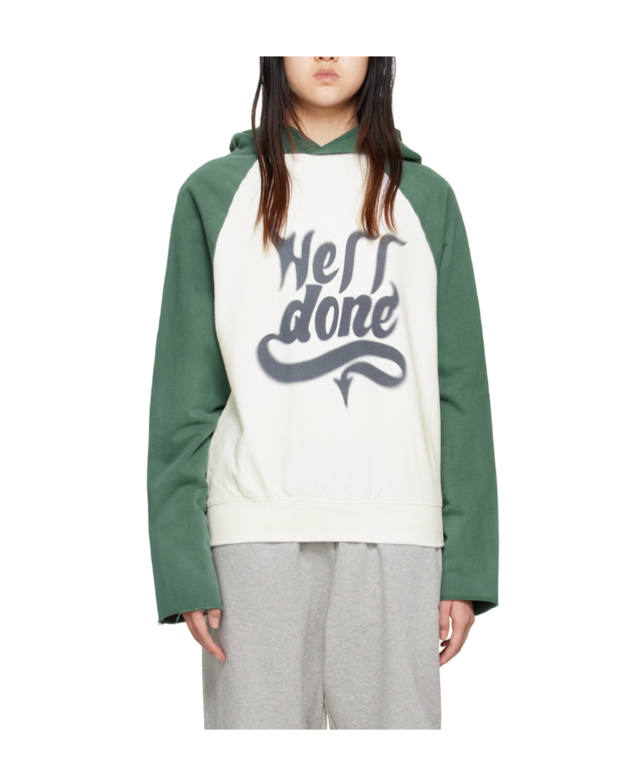 We11 Done Logo Hooded Sweater In White