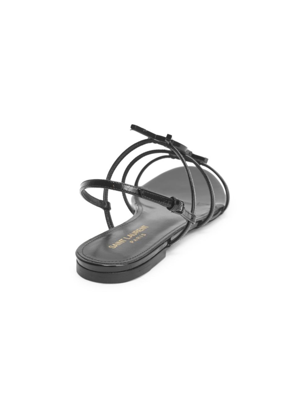Saint Laurent Black Patent Cassandra Open Sandals