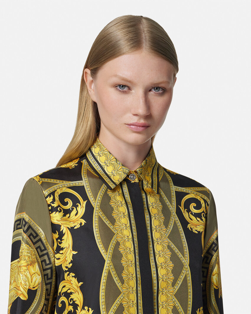 Shop Versace La Coupe Des Dieux Silk Shirt In Green