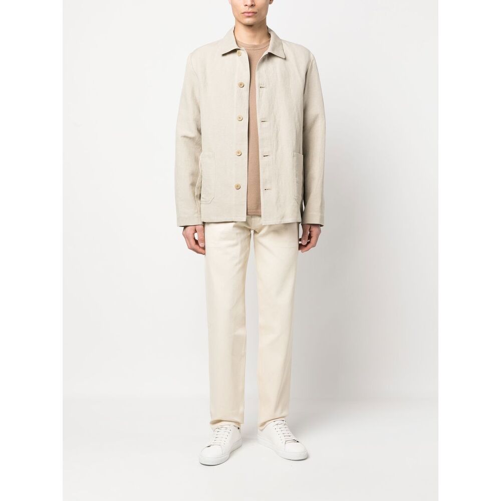 Apc Kerlouan Beige Jacket With Classic Collar And Front Button Closure In Cotton Man In White